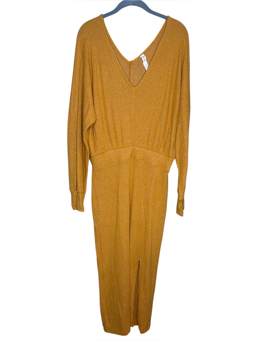 Daily Practice barre midi Dress Ribbed Knit honey yellow gold long sleeve medium - Picture 2 of 4